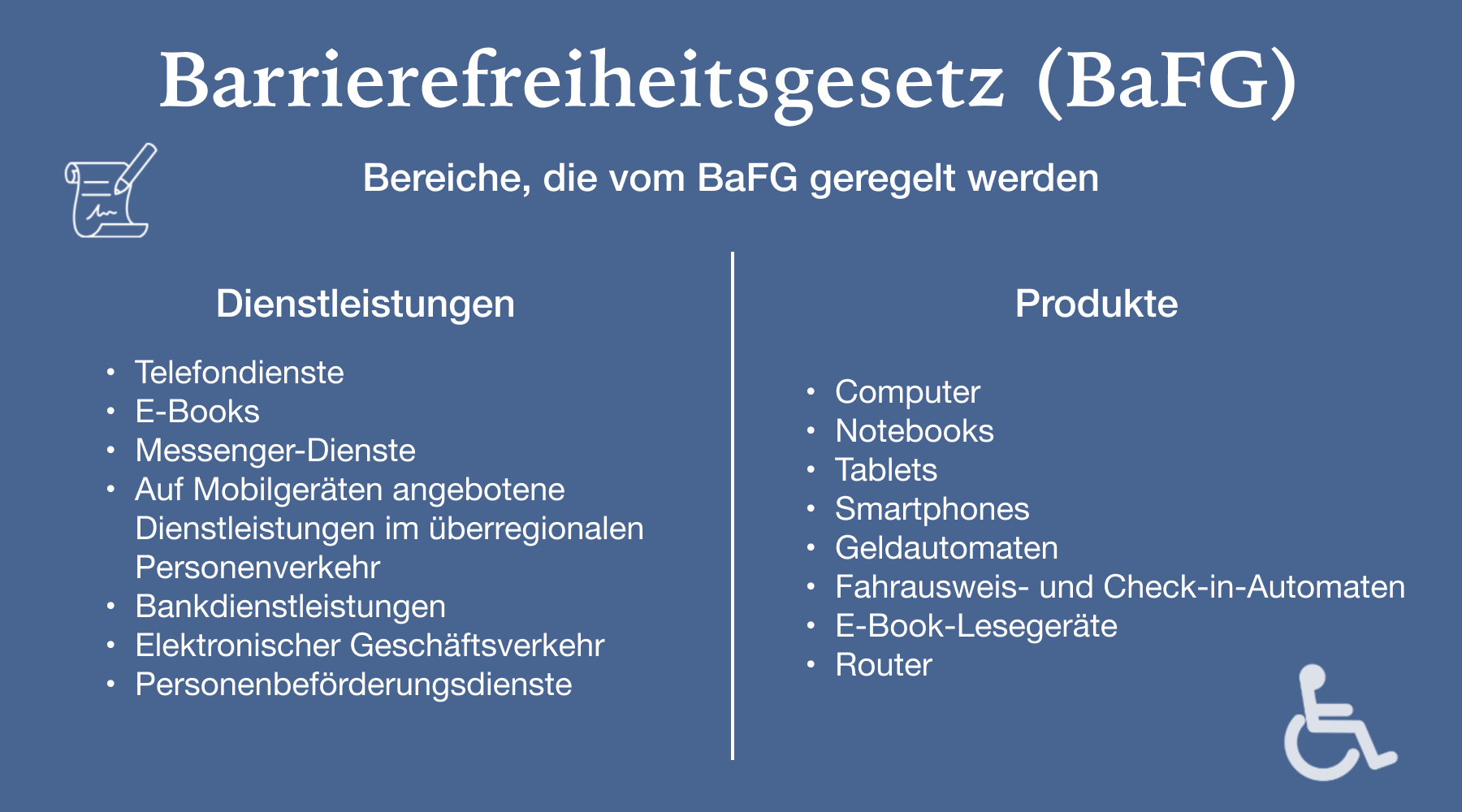 BaFG (Barrierefreiheitsgesetz) - Regelbereiche